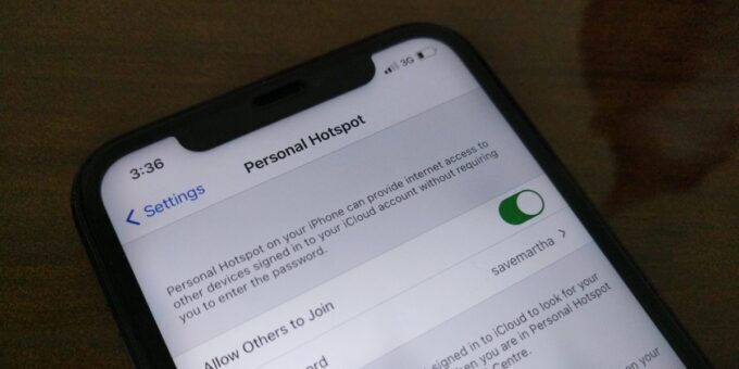 iPhone personal hotspot