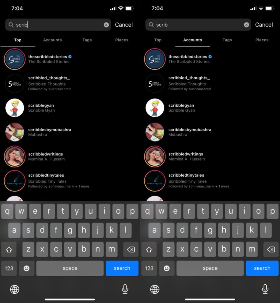 find instagram account using mobile number