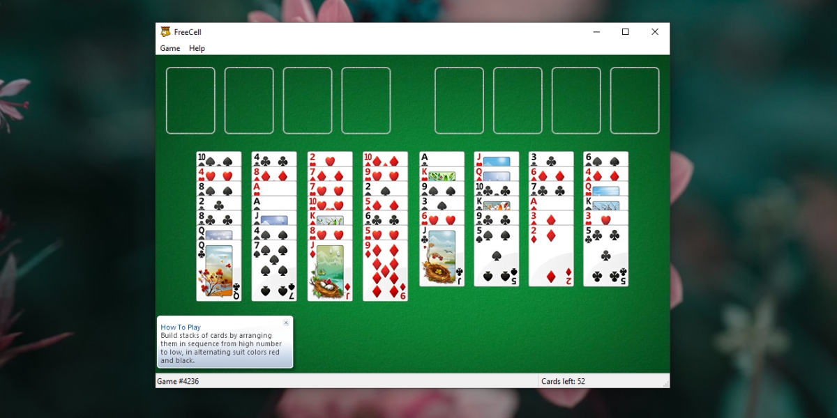 Оригинальный Microsoft FreeCell в Windows 10