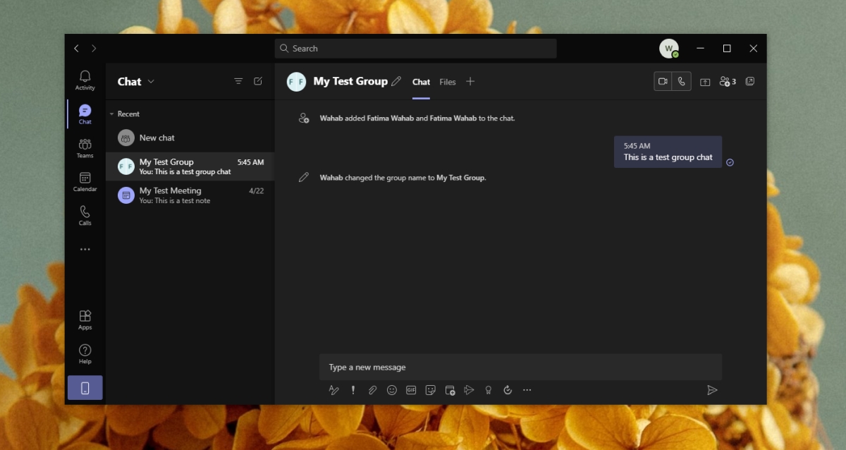 how to make a group chat in teams