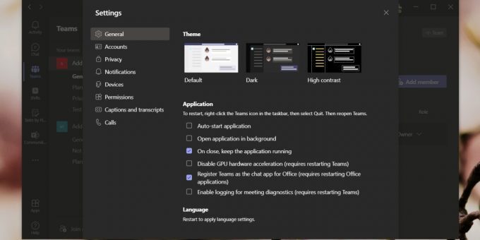 Microsoft Teams settings