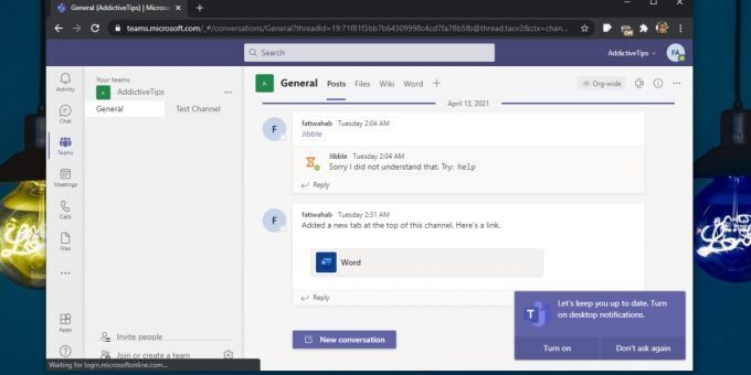 Microsoft Teams web app