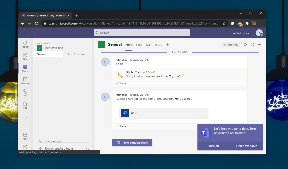 How to use the Microsoft Teams web app