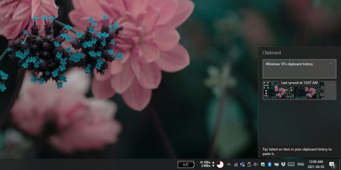 Windows 10 clipboard history