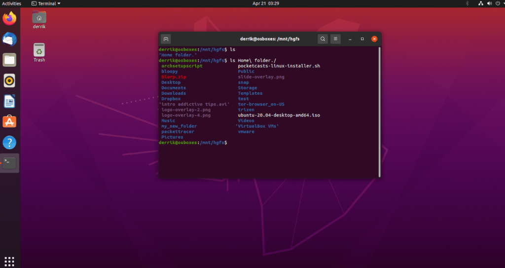 How to access a vmware shared folder on ubuntu