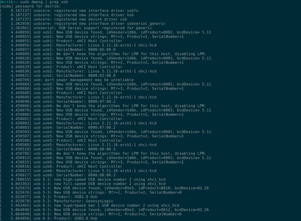 Ubuntu list USB devices