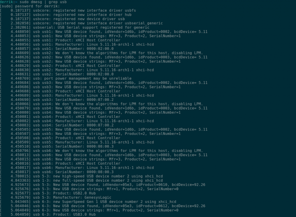 Ubuntu list USB devices