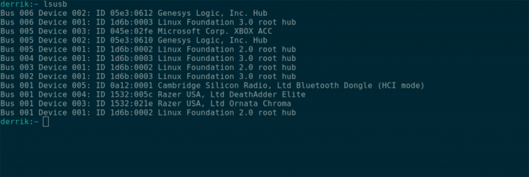 Ubuntu: list USB devices