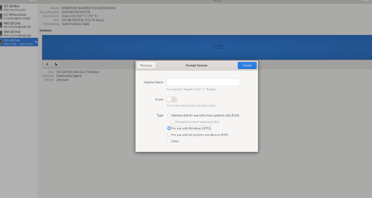 Linux How to use Gnome Disks to create new partitions
