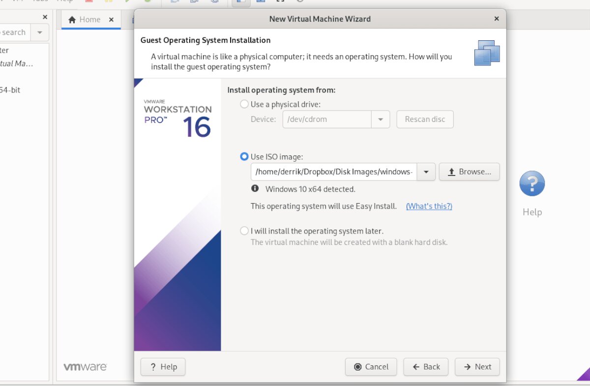How to create a Windows 10 VM in VMware on Linux