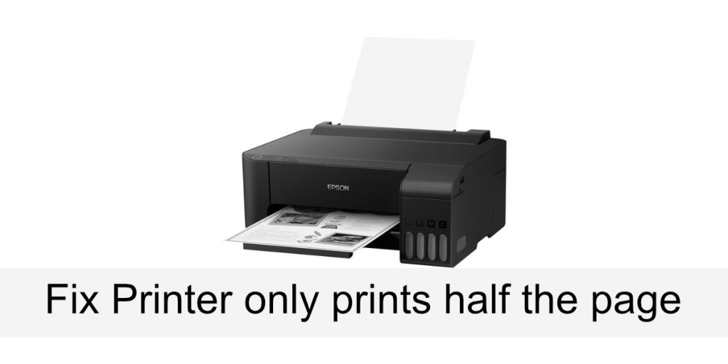 why is my canon printer only printing half a page