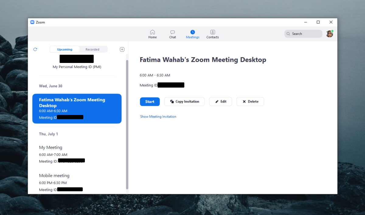Invite someone to a Zoom meeting desktop