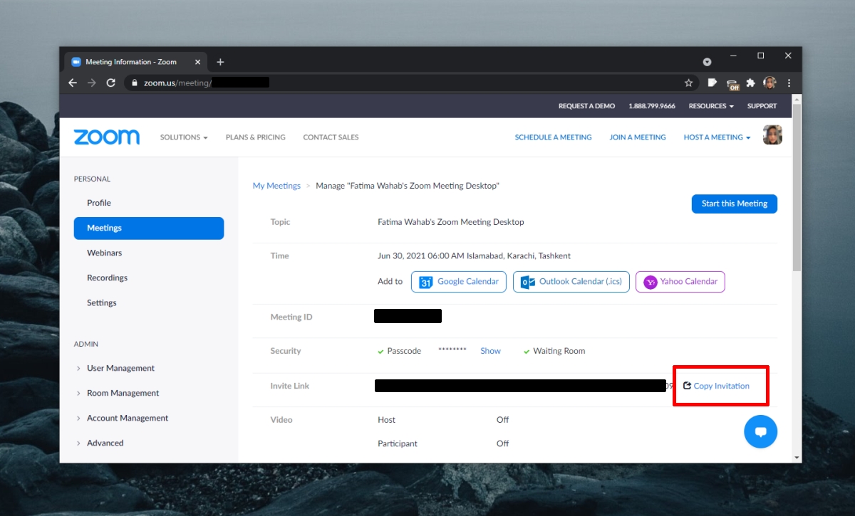 How to invite someone to a zoom meeting