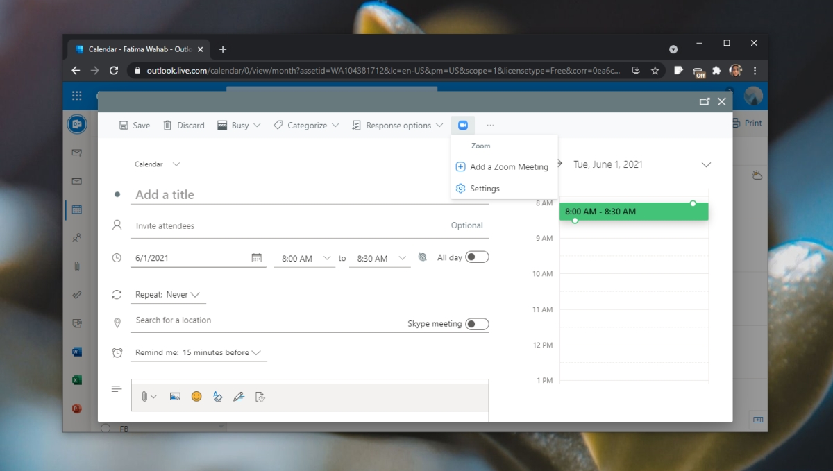 How to set up a Zoom meeting in Outlook