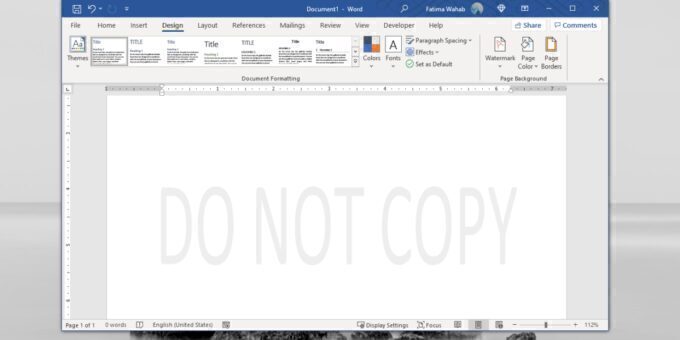 watermark in Microsoft Word