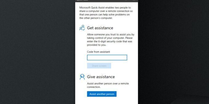 Windows 10 Quick Assist