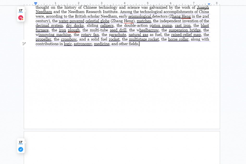 A blank page at the end of a Google doc