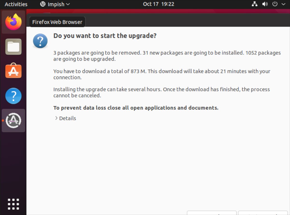 2110 start upgrade - Come eseguire l’aggiornamento a Ubuntu 21.10