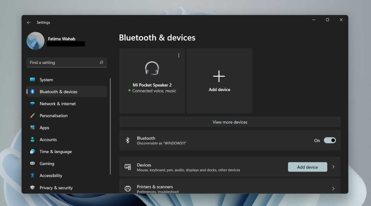 Dispositivo Bluetooth su Windows 11