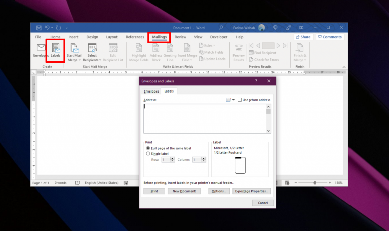 How to create and print labels in microsoft word