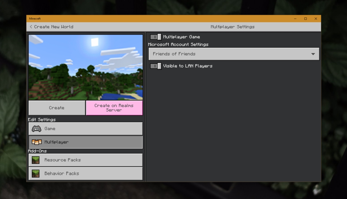 change visible to lan players minecraft tablet