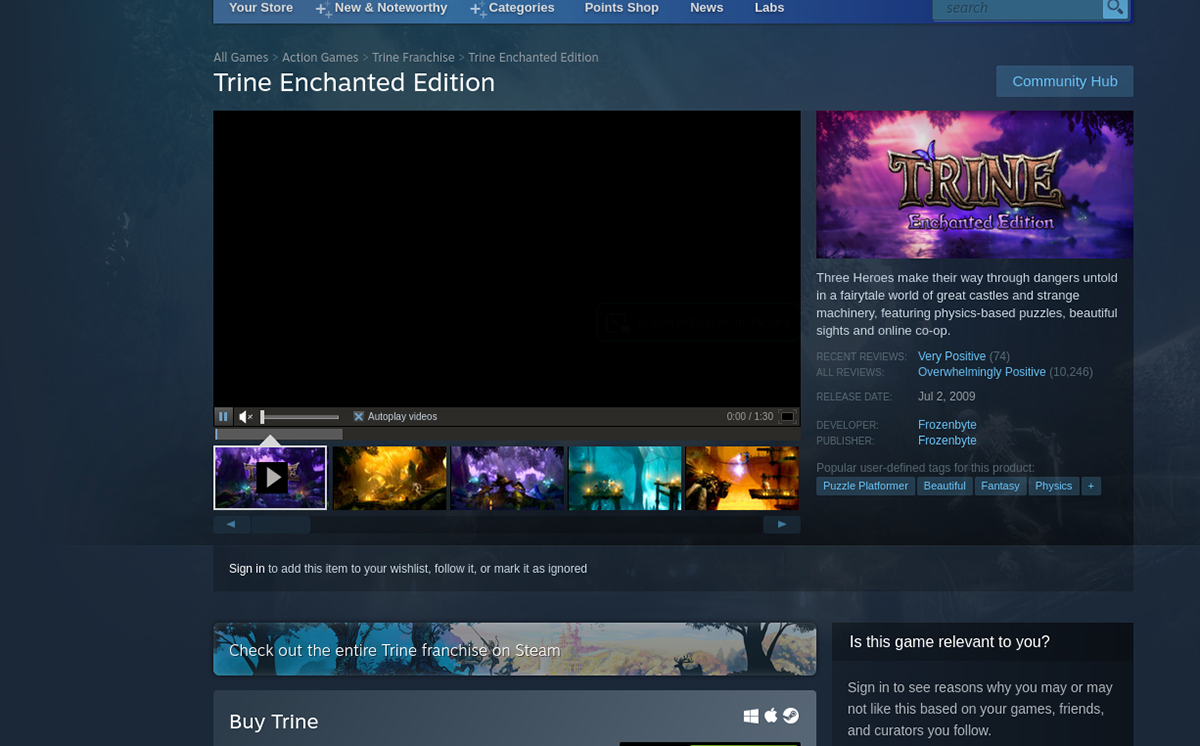 trine ee store - Come giocare a Trine Enchanted Edition su Linux