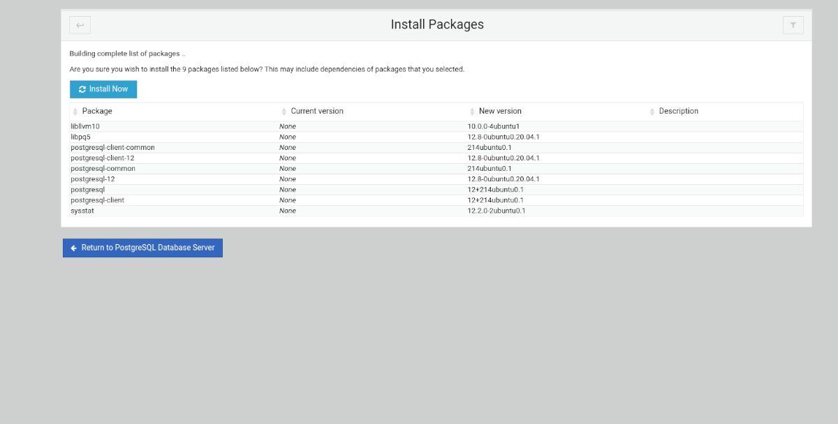 webmin postgre install are you sure - Come configurare un server di database PostgreSQL con Webmin su Ubuntu Server