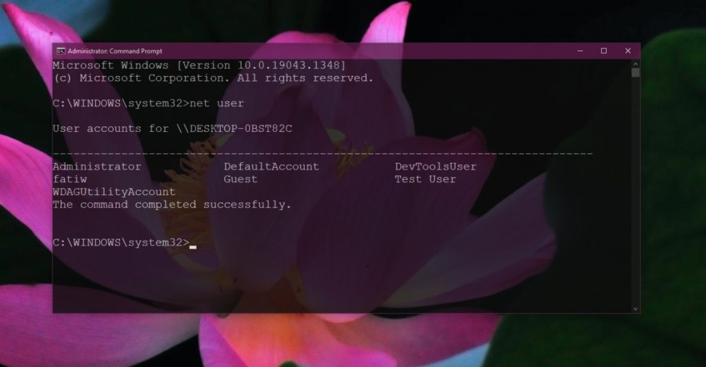 How to use Net User command on Windows 10