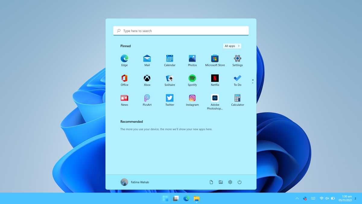 Menu Iniciar do Windows 11