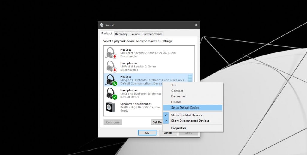 How to fix no sound in Bluetooth headset on Windows 10