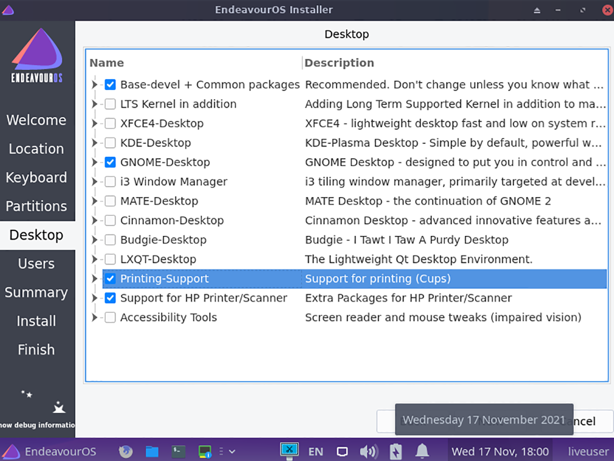 end desktop - Come installare il sistema operativo Endeavour