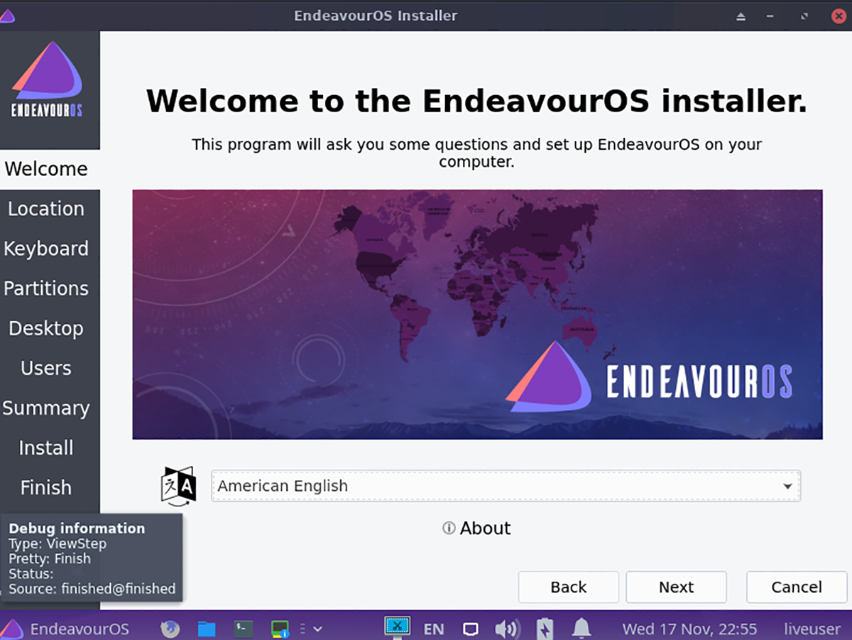 end welcome - Come installare il sistema operativo Endeavour
