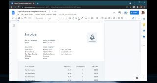 invoice template in Google Docs