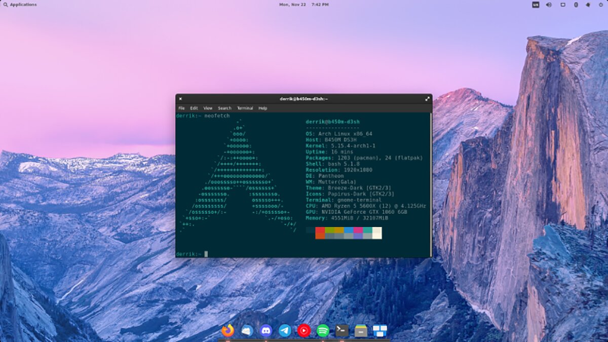 Desktop del sistema operativo elementare su Arch Linux