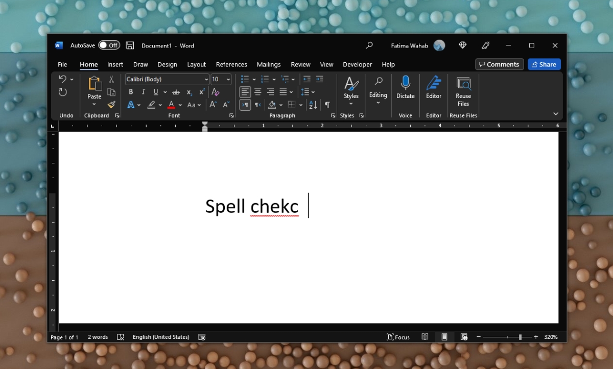 controllo ortografico in Microsoft Word