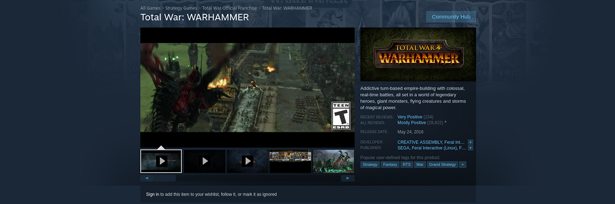 tw wh 1 store - Come giocare a Total War: WARHAMMER su Linux