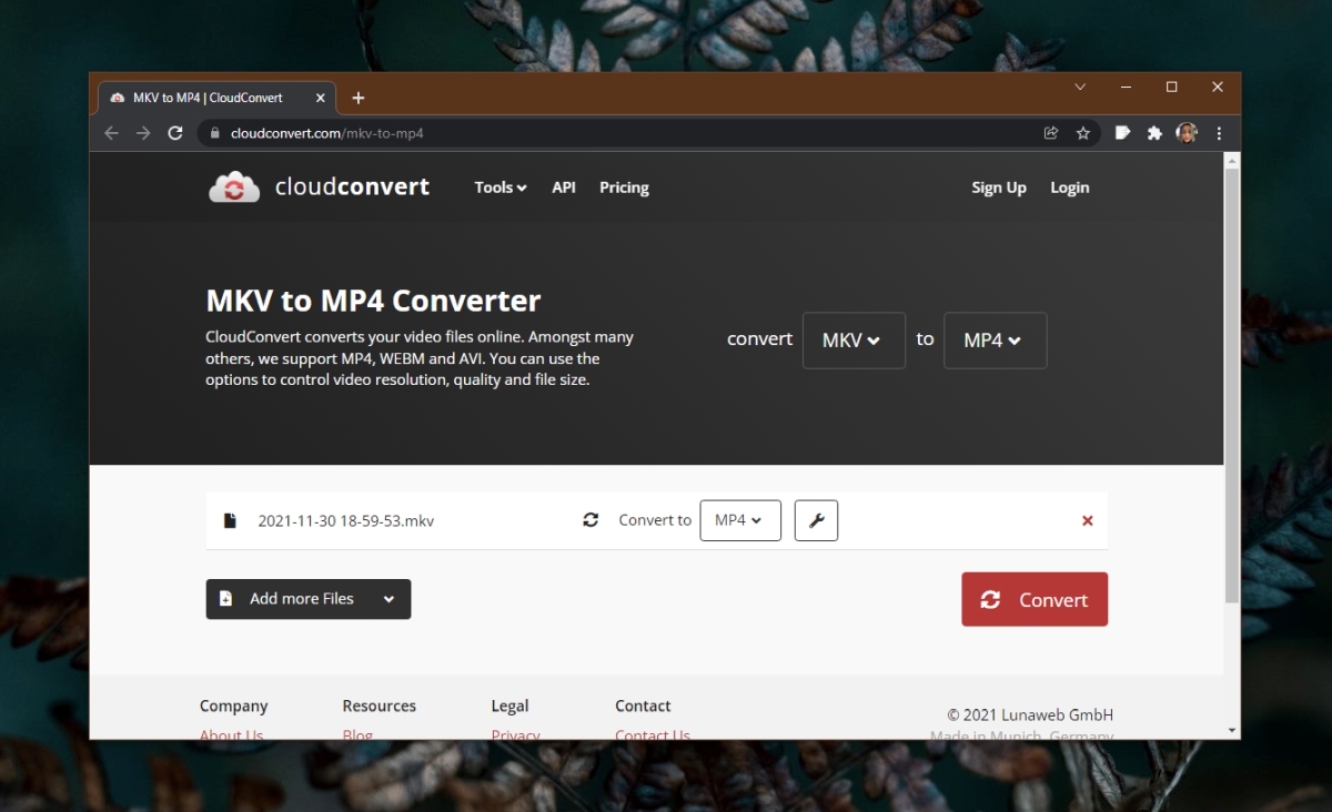 CloudConvert mkv to mp4