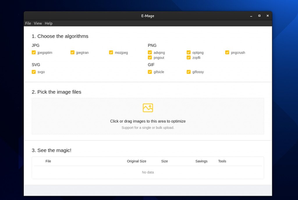 Source Mage Linux How to compress images in Linux like magic with E-mage