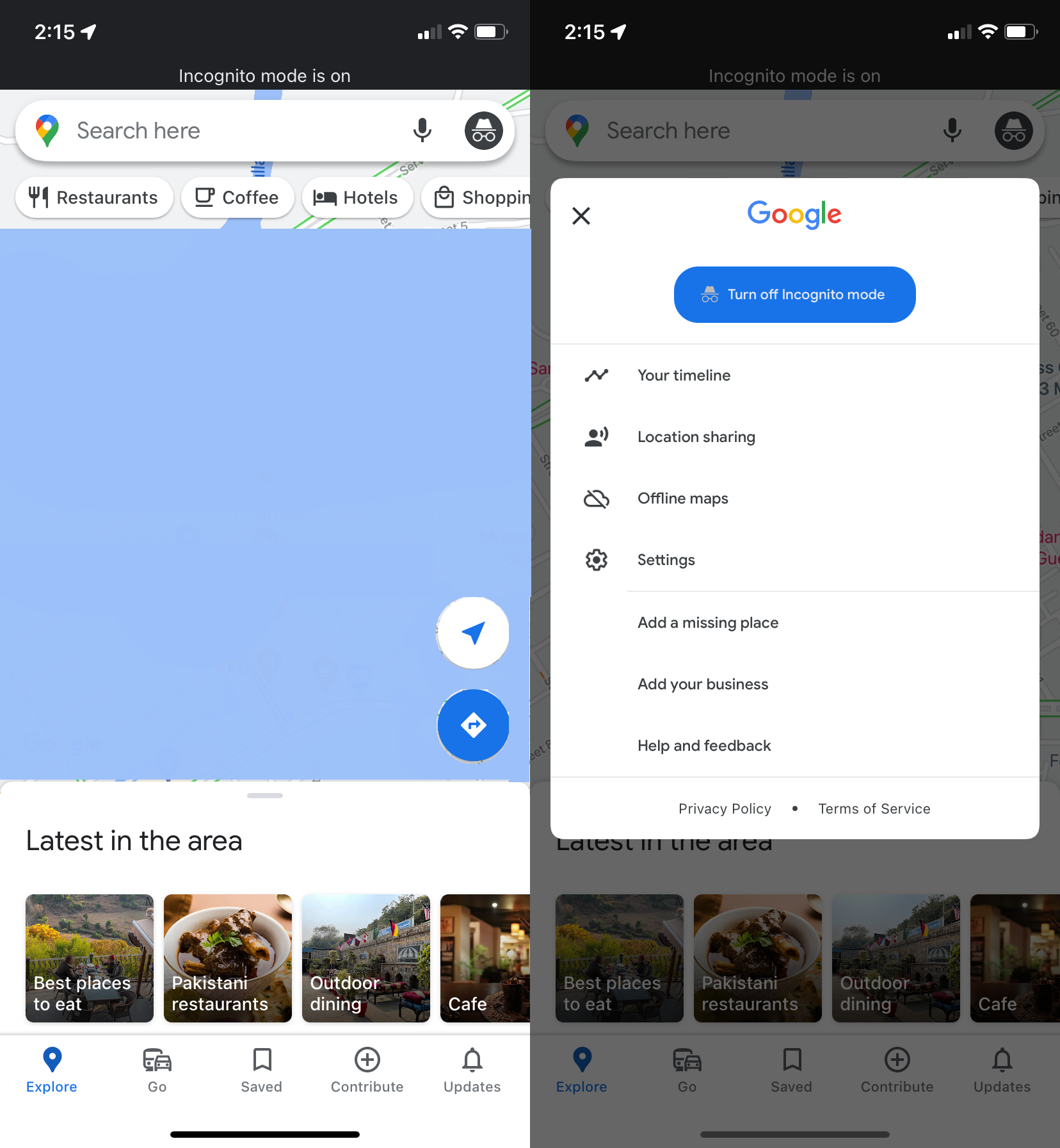 incognito mode google maps 1 - Come attivare la navigazione in incognito su Google Maps