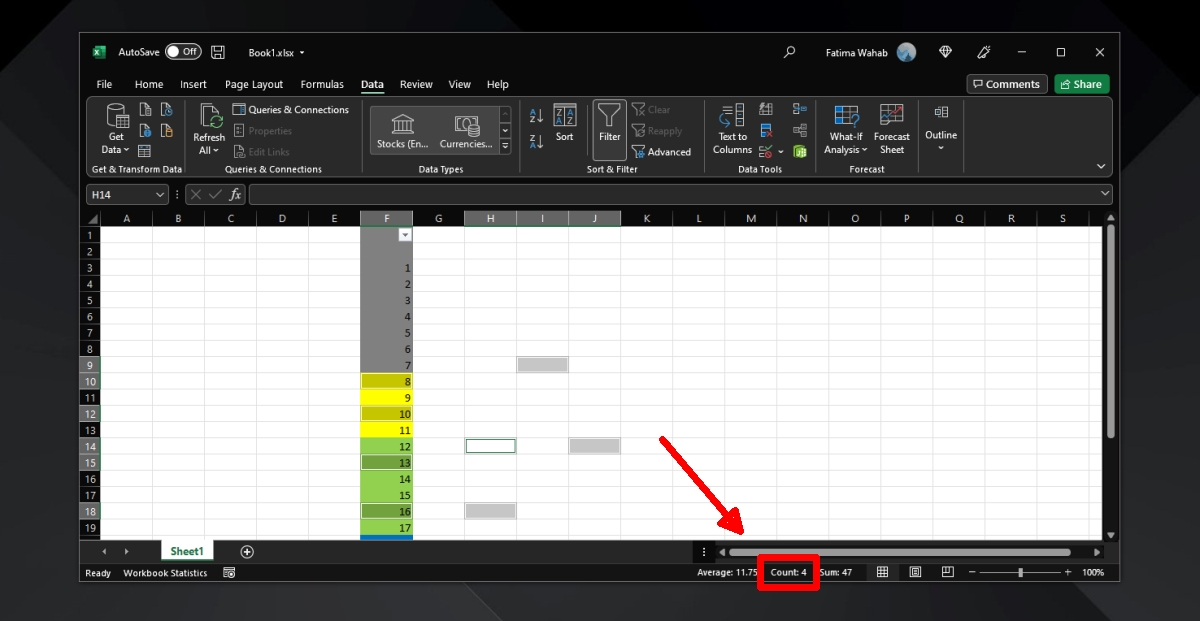 How to count colored cells in excel