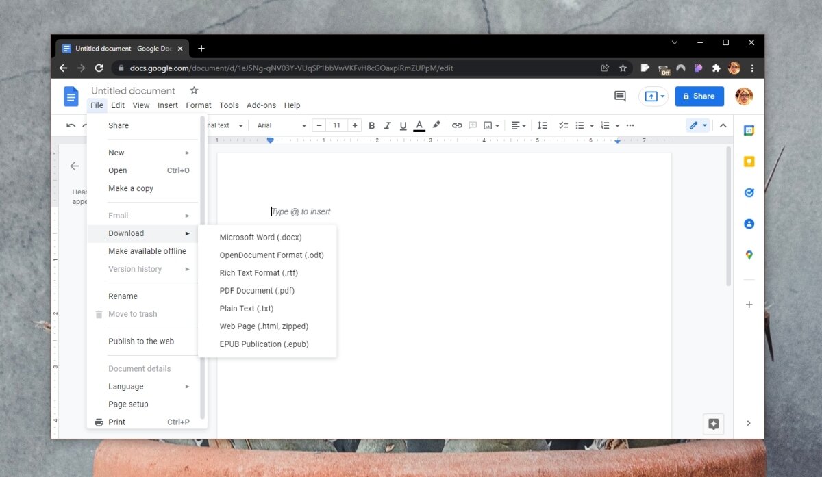 How to save a google docs file