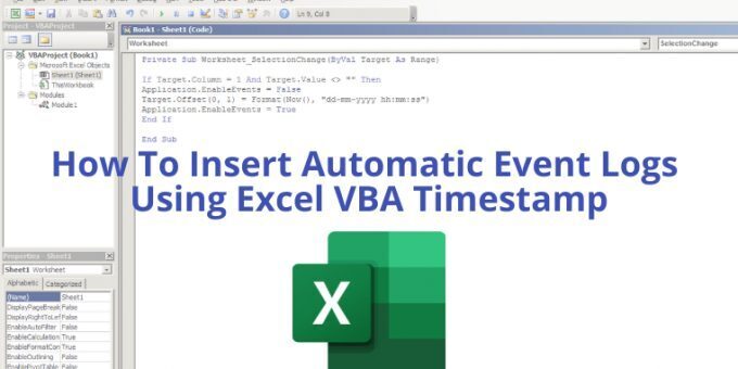 How to add event log in Excel using VBA timestamp