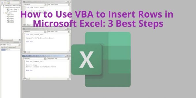 Illustration of VBA code editor for VBA insert row