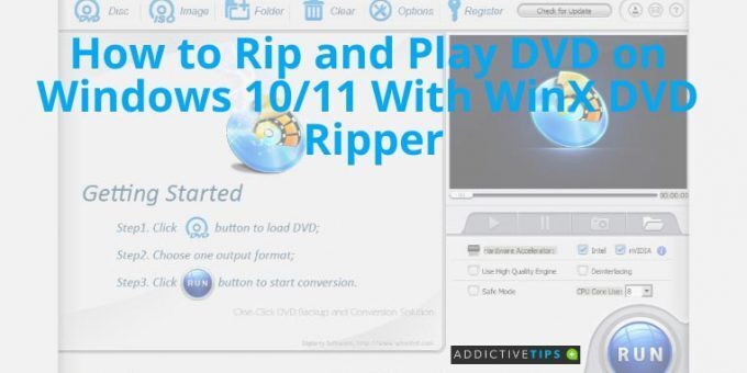 Play DVD on Windows 10, 11 a visualization of WinX DVD Ripper UI