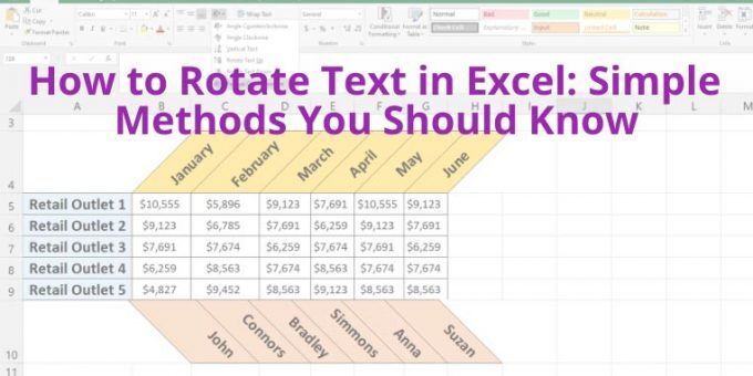A visualization of how to rotate text in Excel