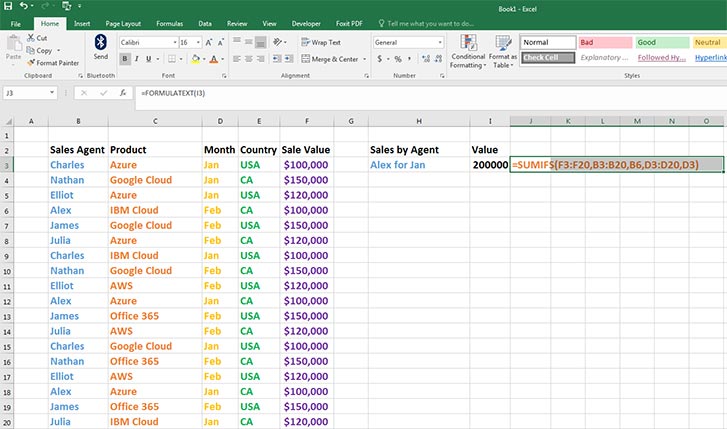 Excel SUMIF avec plusieurs critères à l'aide de SUMIFS