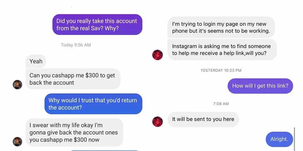 fake messages on Instagram