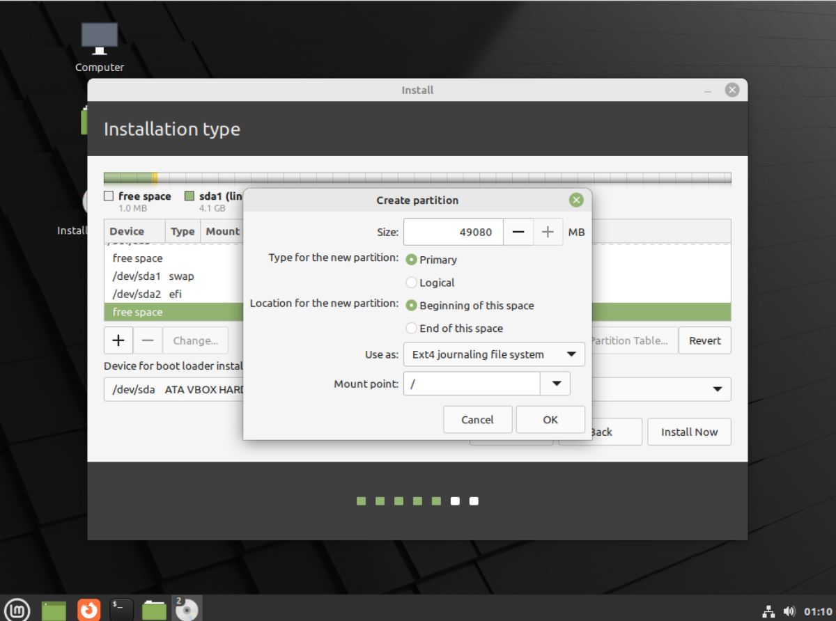How to Install Linux Mint 21 with manual partitions