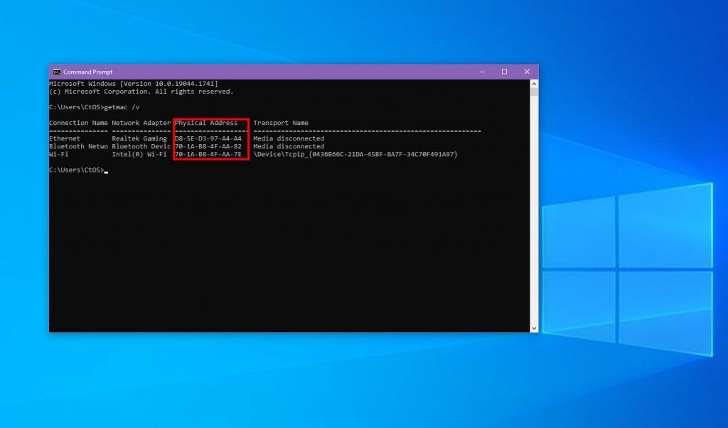 How To Find Mac Address On Windows 10 Addictivetips 2022 How To Find Mac Address On Windows 10 Addictivetips 2022