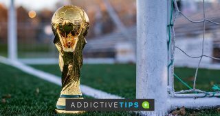 World Cup in front of a goal post